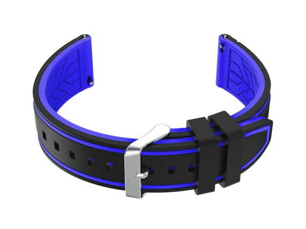 Gumový remienok na hodinky U14 - black/blue - 24mm