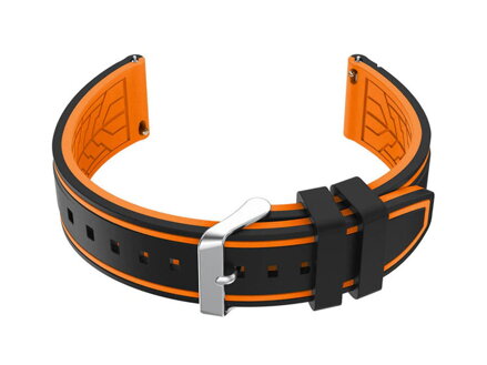 Gumový remienok na hodinky U14 - black/orange - 24mm