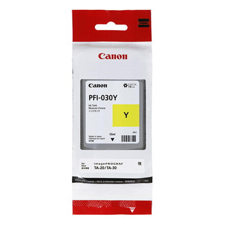 Canon originál ink PFI-030Y, yellow, 55ml, 3492C001, Canon iPF TA-20, iPF TA-30, žltá