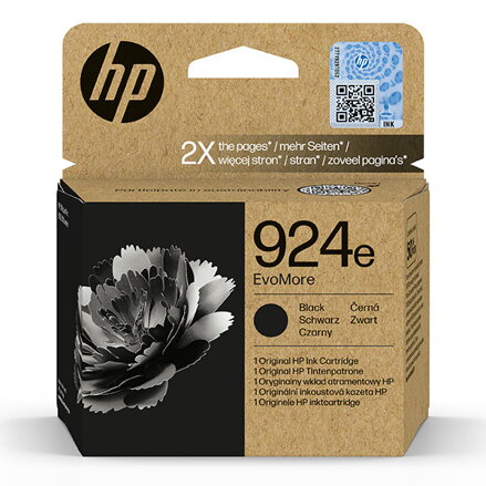 HP originál ink EvoMore 4K0V0NE#CE1, HP 924e, black, 1000str., čierna