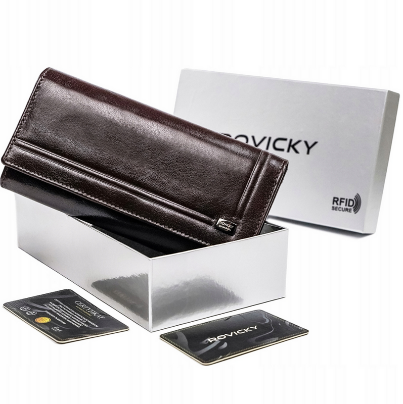 Kožená dámska peňaženka na karty s ochranou RFID Protect - Rovicky