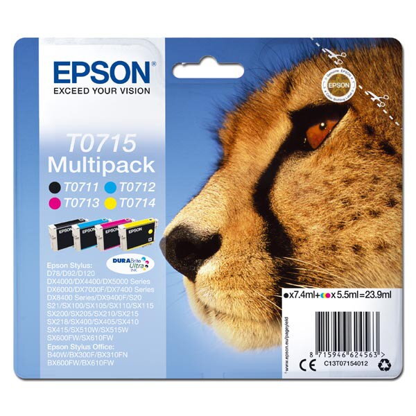 Epson originál ink C13T07154012, CMYK, 23.9ml, Epson D78, DX4000, DX4050, DX5000, DX5050, DX6000, DX605